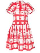 Shushu/tong Checked Raw Edge Mini Dress - Red