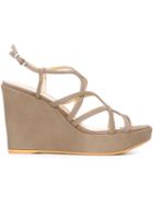 Stuart Weitzman Turnwedge Sandals, Women's, Size: 38.5, Nude/neutrals, Suede/rubber