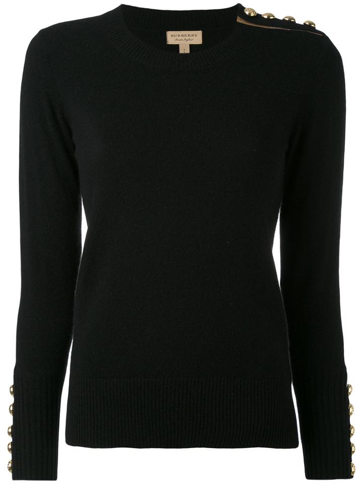 Burberry - Buttoned Detail Jumper - Women - Cashmere - L, Black, Cashmere