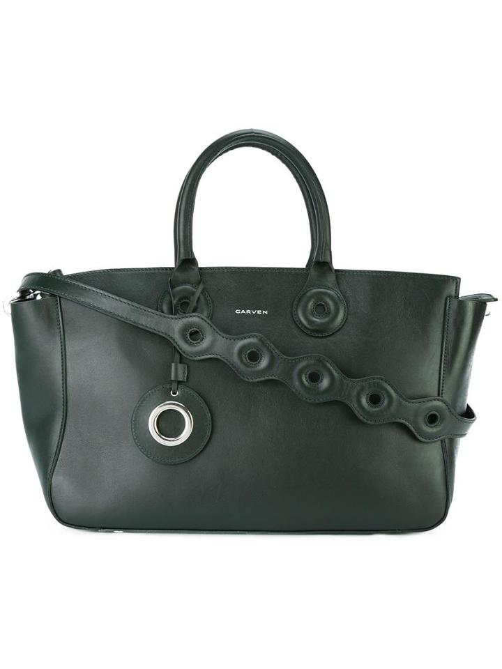 Carven Shopper Tote, Women's, Green, Calf Leather