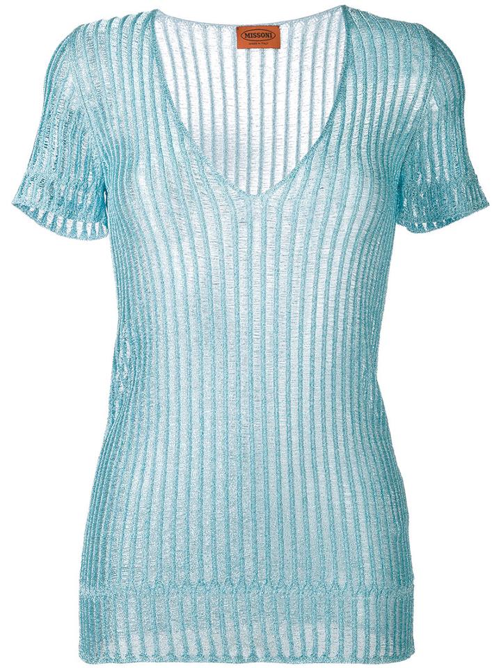 Missoni - High Shine Top - Women - Polyester/rayon - 44, Blue, Polyester/rayon