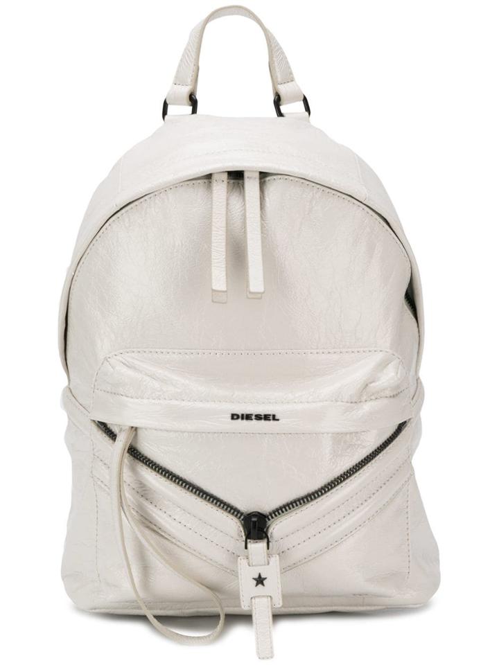 Diesel Coated Leather Patched Backpack - White