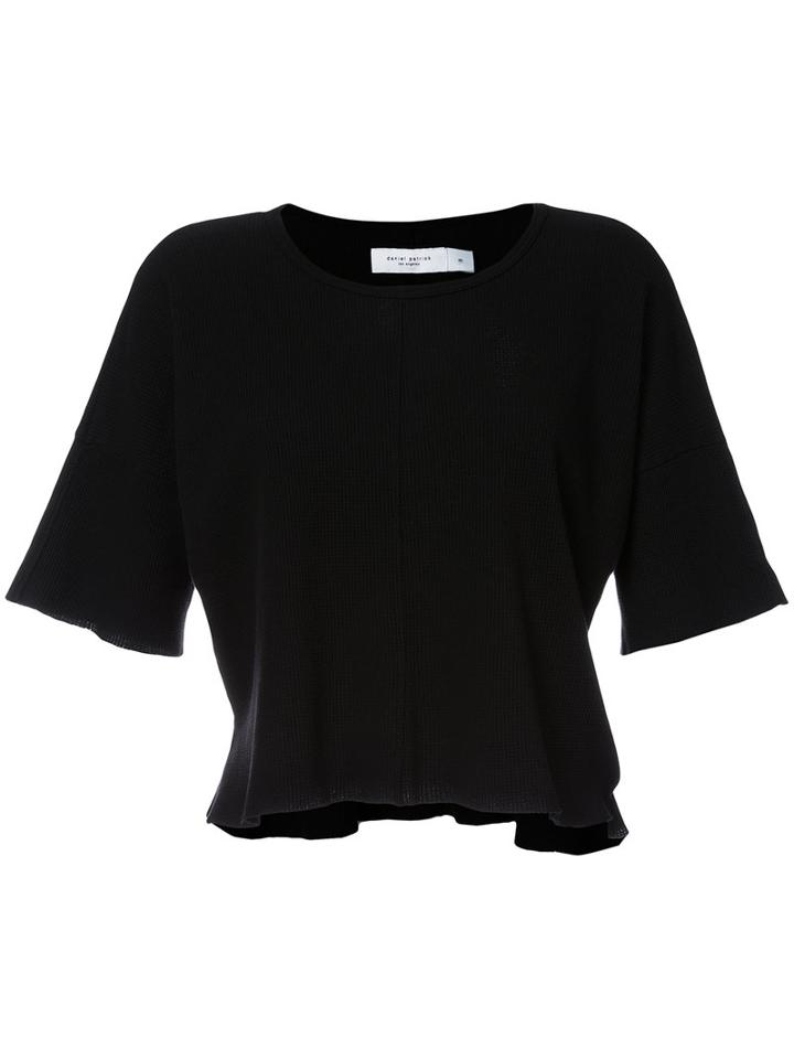 Daniel Patrick - Crop Waffle T-shirt - Women - Cotton - M, Black, Cotton