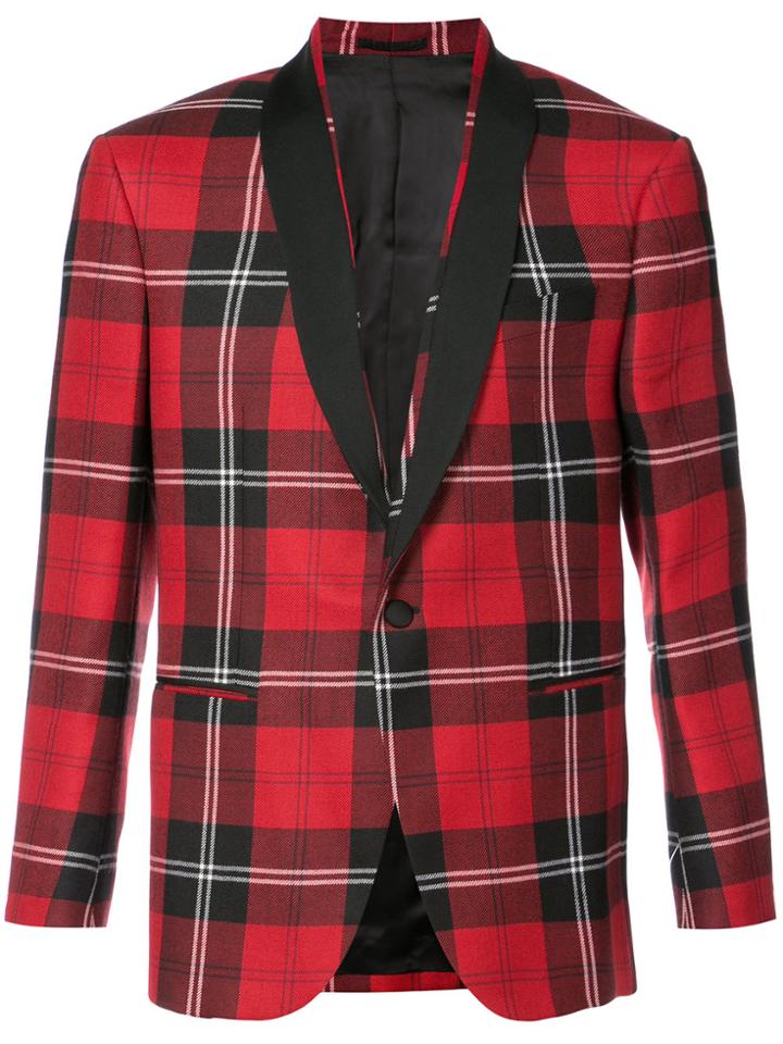 Versace Plaid Tuxedo Jacket - Red