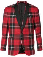 Versace Plaid Tuxedo Jacket - Red