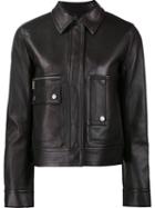 Helmut Lang Pocketed Cropped Jacket, Women's, Size: Medium, Black, Leather/cotton/cupro