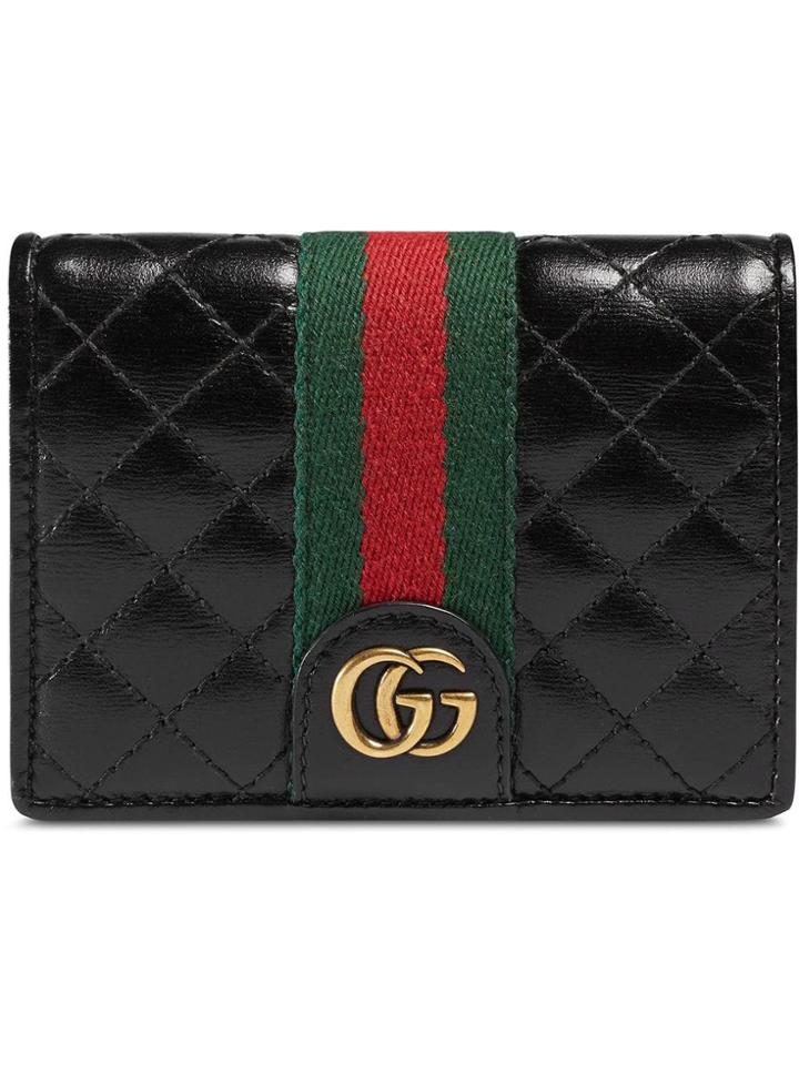 Gucci Leather Card Case With Double G - Black