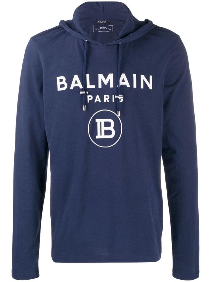 Balmain Hooded Logo Top - Blue