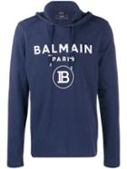 Balmain Hooded Logo Top - Blue