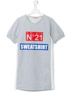 No21 Kids Logo Print T-shirt Dress, Girl's, Size: 14 Yrs, Grey