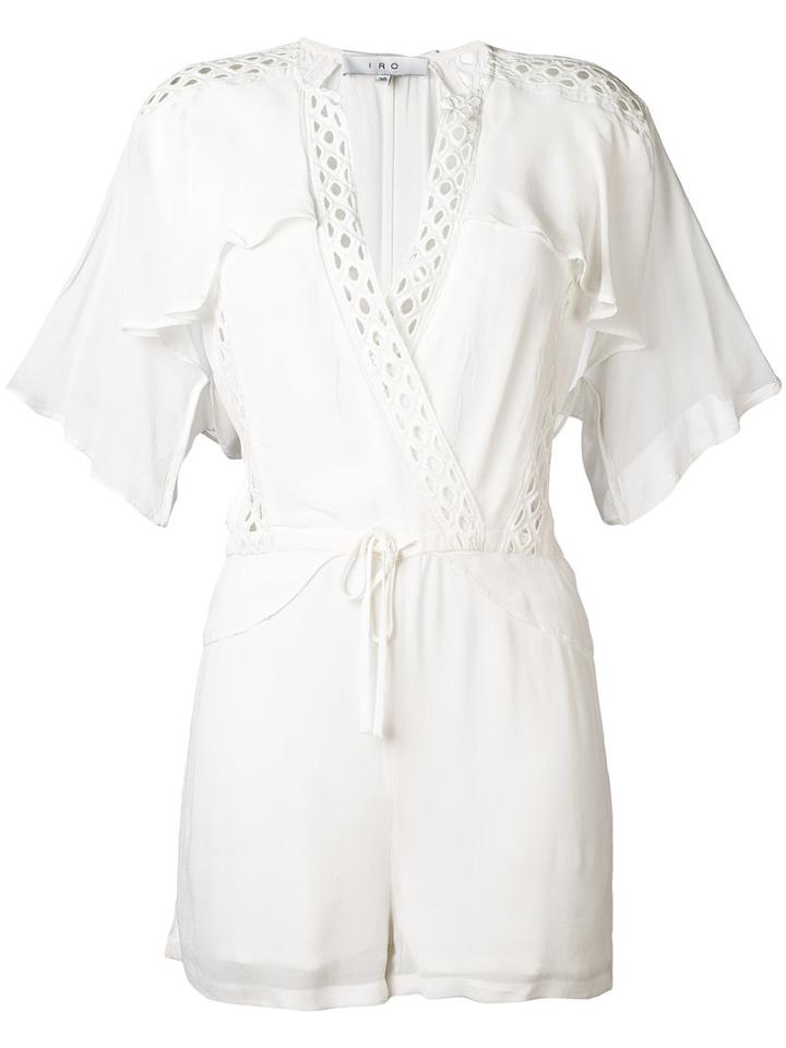 Iro - Perforated Trim Playsuit - Women - Polyester/viscose - 40, White, Polyester/viscose