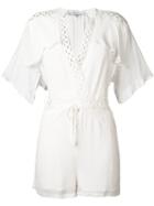Iro - Perforated Trim Playsuit - Women - Polyester/viscose - 40, White, Polyester/viscose