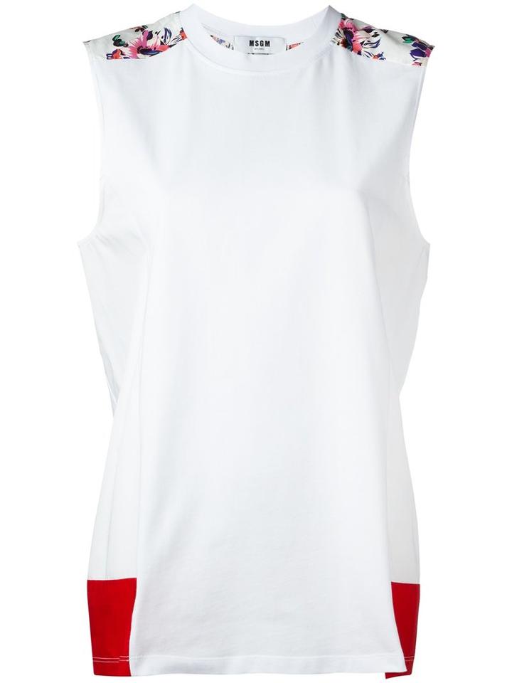 Msgm Contrast Panel Tank, Women's, Size: Small, White, Cotton