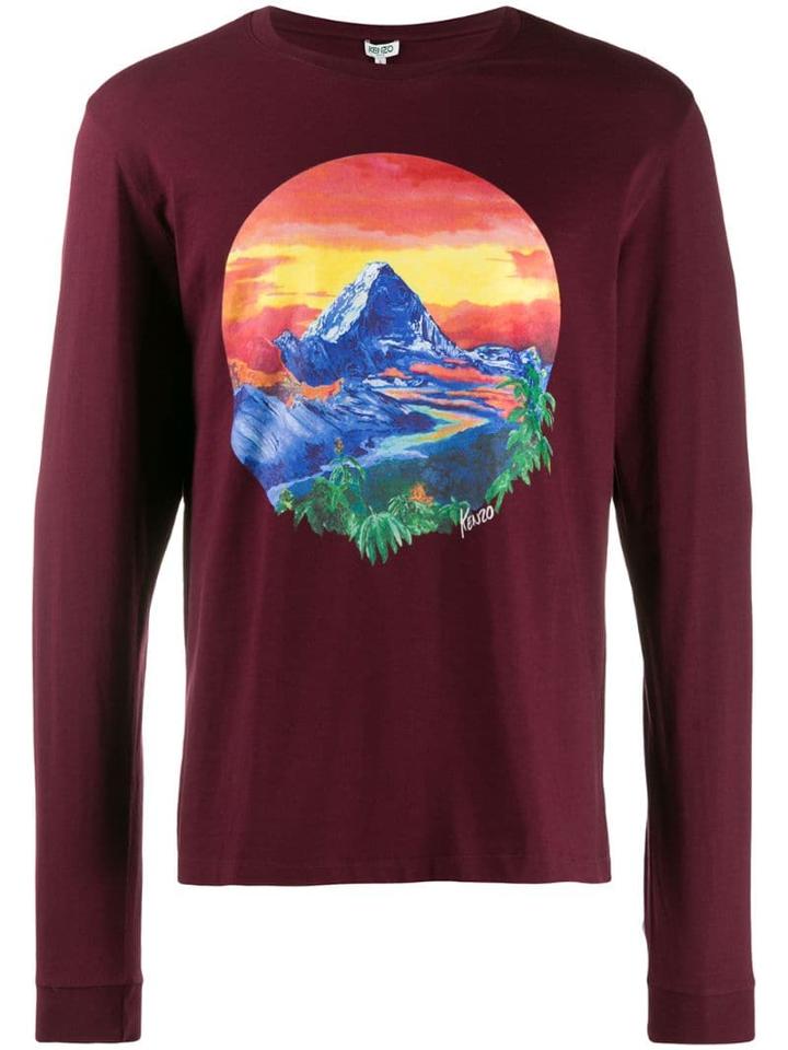 Kenzo Painted Landscape Long-sleeved T-shirt - Purple