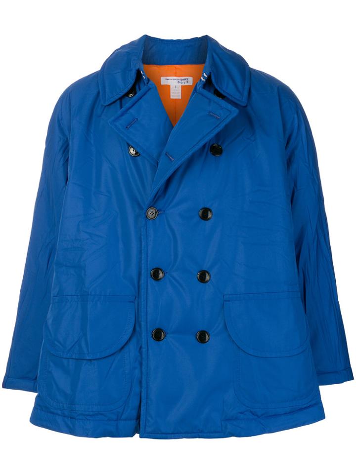 Comme Des Garçons Shirt Boys Double-breasted Button Coat - Blue