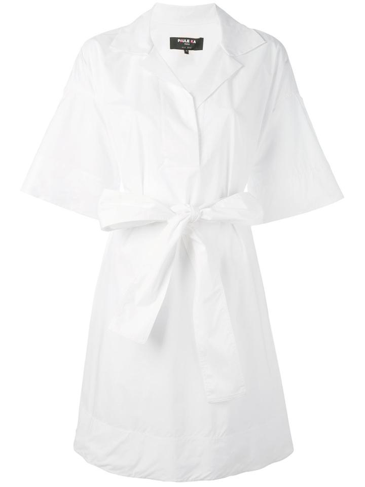 Paule Ka Wide-arm Shirt Dress, Women's, Size: 42, White, Cotton/spandex/elastane