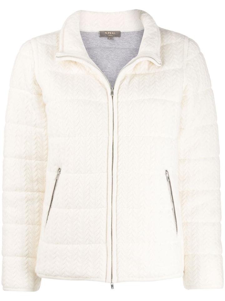 N.peal Cashmere Cable Pattern Jacket - White