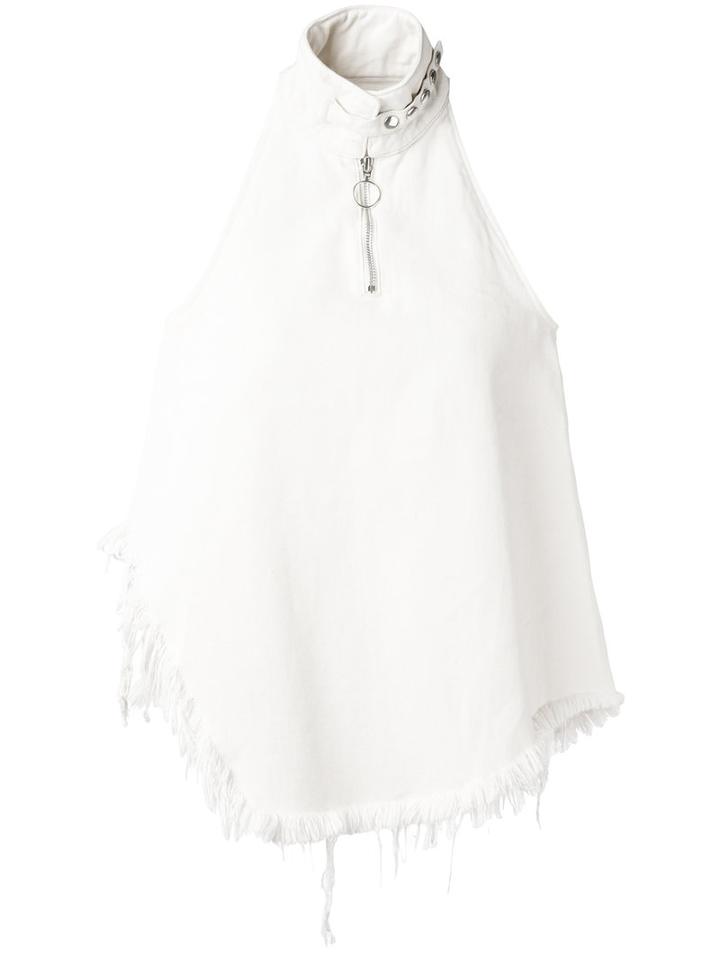 Marques'almeida Fringed Asymmetric Top, Women's, Size: Xs, White, Cotton