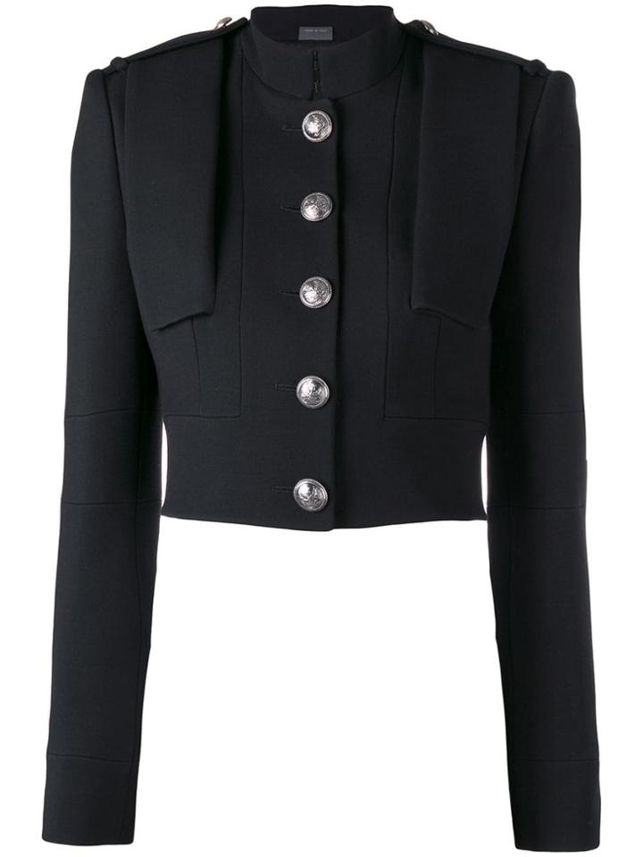 Alexander Mcqueen Cropped Military Jacket - Black