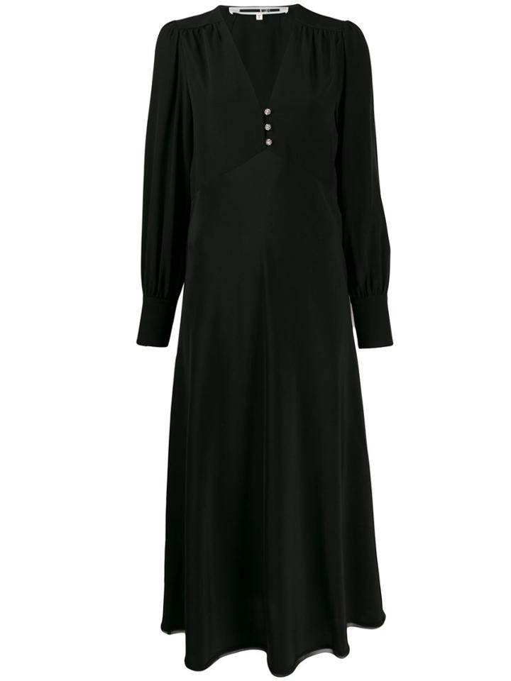 Mcq Alexander Mcqueen Buttoned V-neck Silk Dress - Black