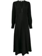 Mcq Alexander Mcqueen Buttoned V-neck Silk Dress - Black