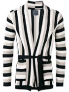 Laneus Striped Cardigan, Men's, Size: 46, Nude/neutrals, Cotton