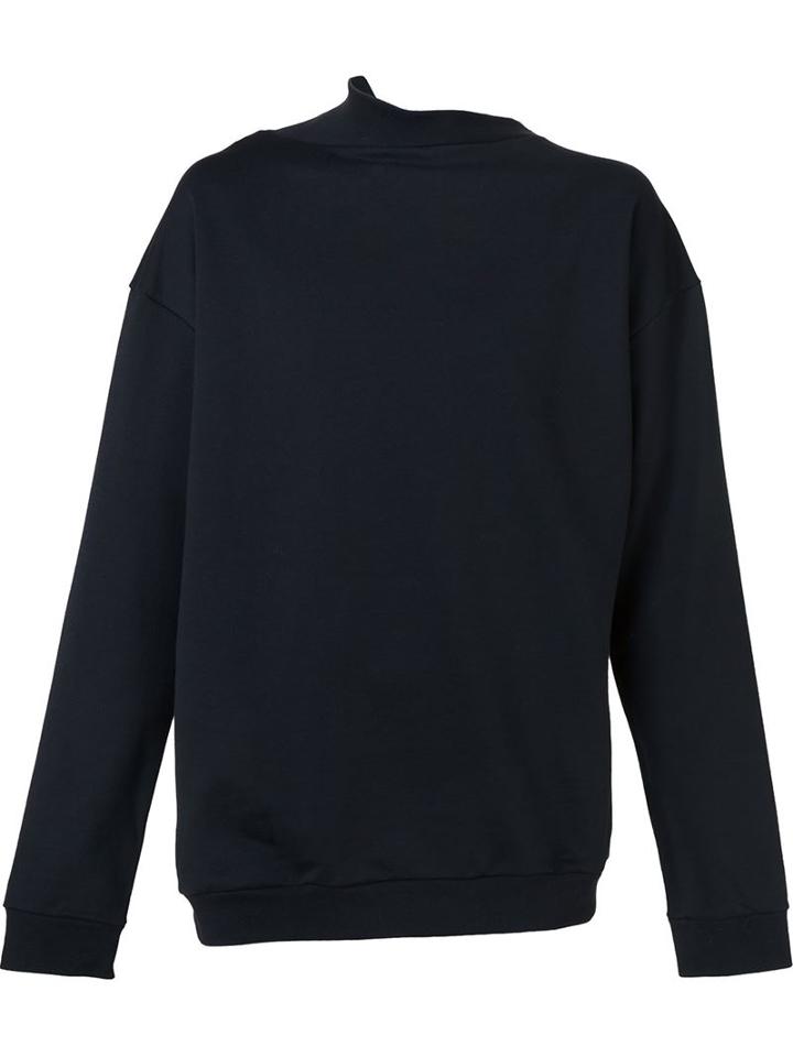 Icosae Asymmetric Neck Sweatshirt, Men's, Size: Large, Black, Cotton