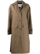 Msgm Houndstooth Single-breasted Coat - Brown
