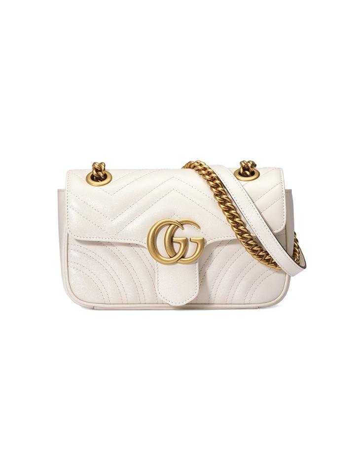 Gucci White Gg Marmont Matelassé Mini Bag