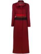 Jean Louis Scherrer Vintage Striped Detail Military Coat - Red