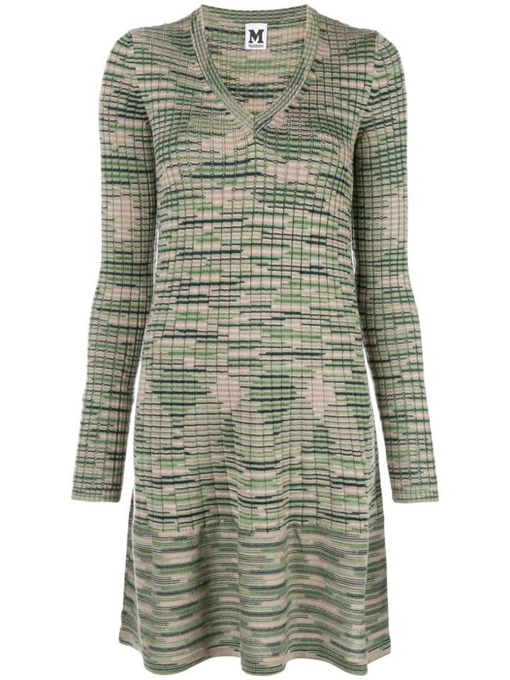 M Missoni V-neck Sweater Dress - Green