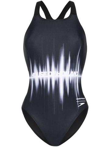 House Of Holland Soundwave Logo Print Swimsuit - Black