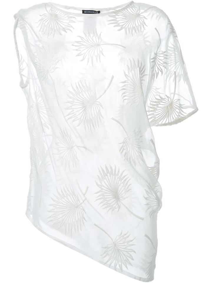 Ann Demeulemeester Asymmetric Sheer Embroidered Top