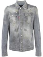 Dsquared2 Studded Denim Jacket, Men's, Size: 50, Grey, Cotton/spandex/elastane