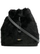 Furla Stacy Faux Fur Bucket Bag - Black