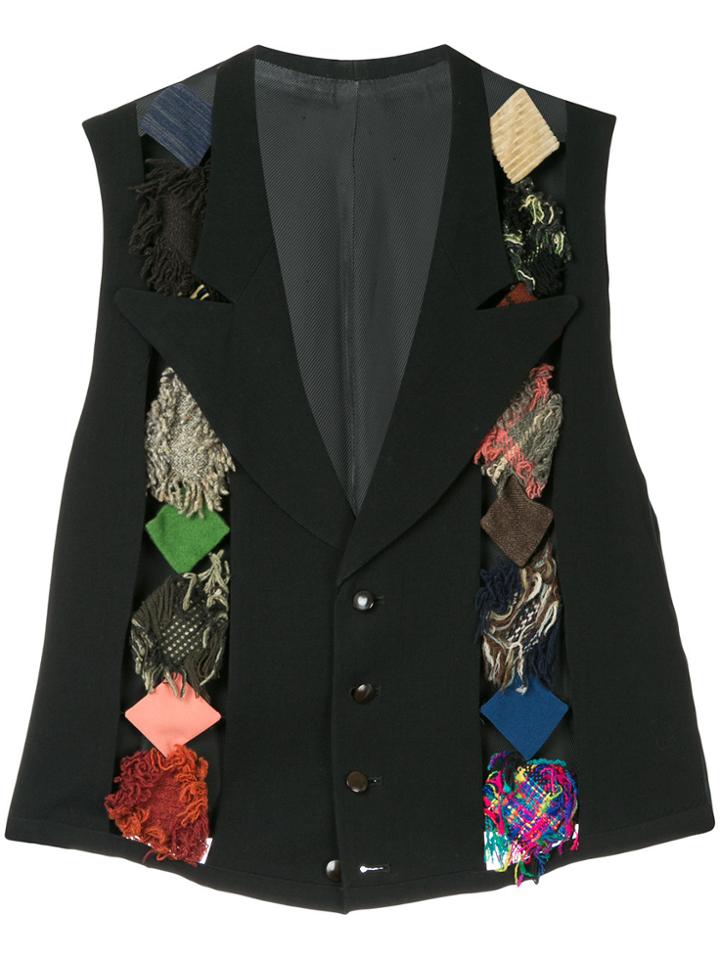 Yohji Yamamoto Vintage Patchwork-detail Cutout Vest - Black