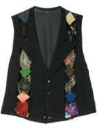 Yohji Yamamoto Vintage Patchwork-detail Cutout Vest - Black