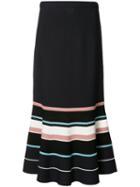 Grey Jason Wu Flared Striped Skirt, Women's, Size: Large, Blue, Viscose