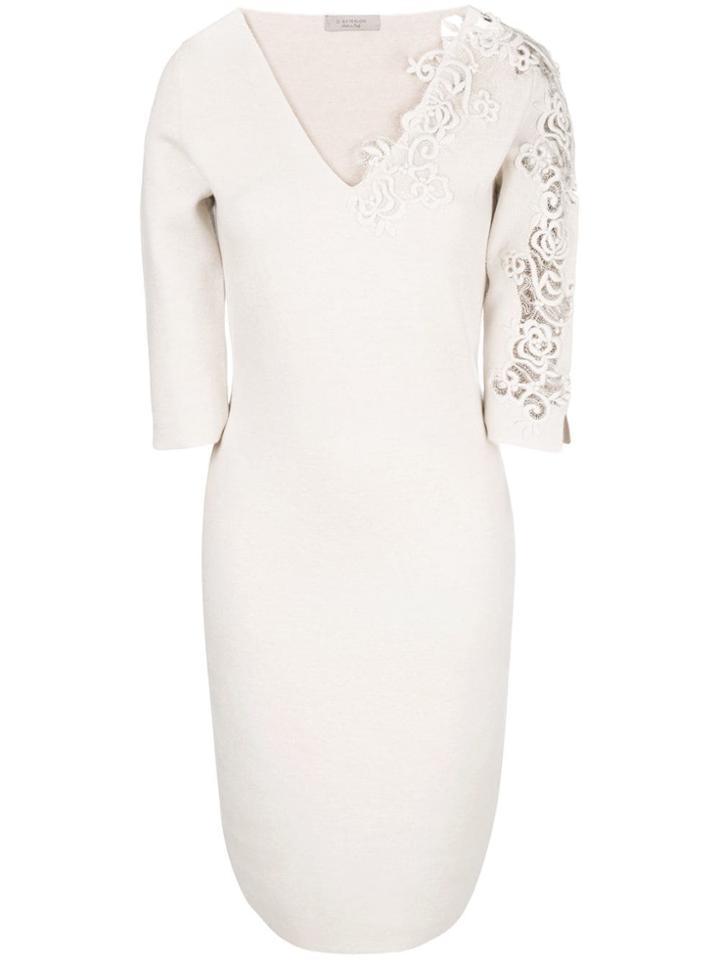 D.exterior Floral Embroidered Dress - Nude & Neutrals