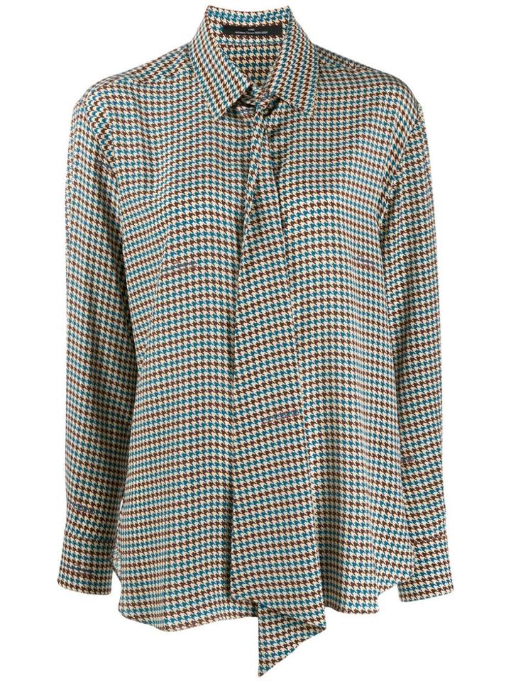 Rokh Houndstooth Print Shirt - Blue