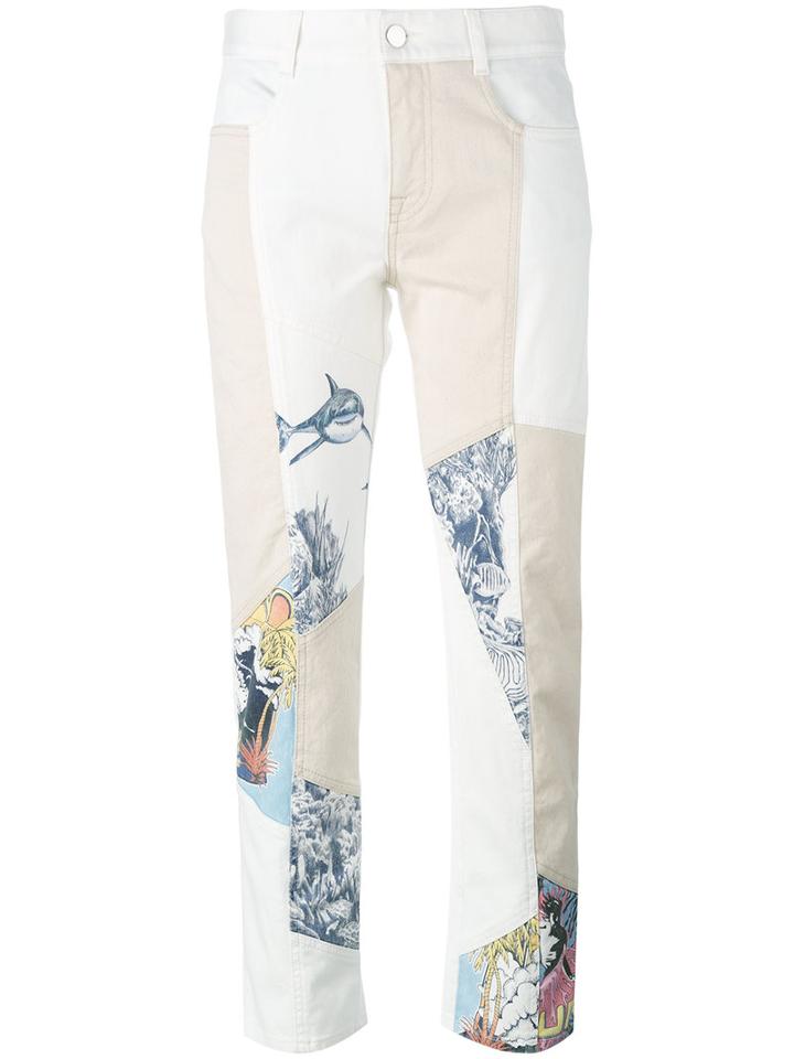 Stella Mccartney - Graphic Print Panel Jeans - Women - Cotton/spandex/elastane - 27, Women's, Nude/neutrals, Cotton/spandex/elastane