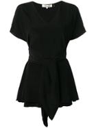 Dvf Diane Von Furstenberg Tied Short Sleeved Blouse - Black
