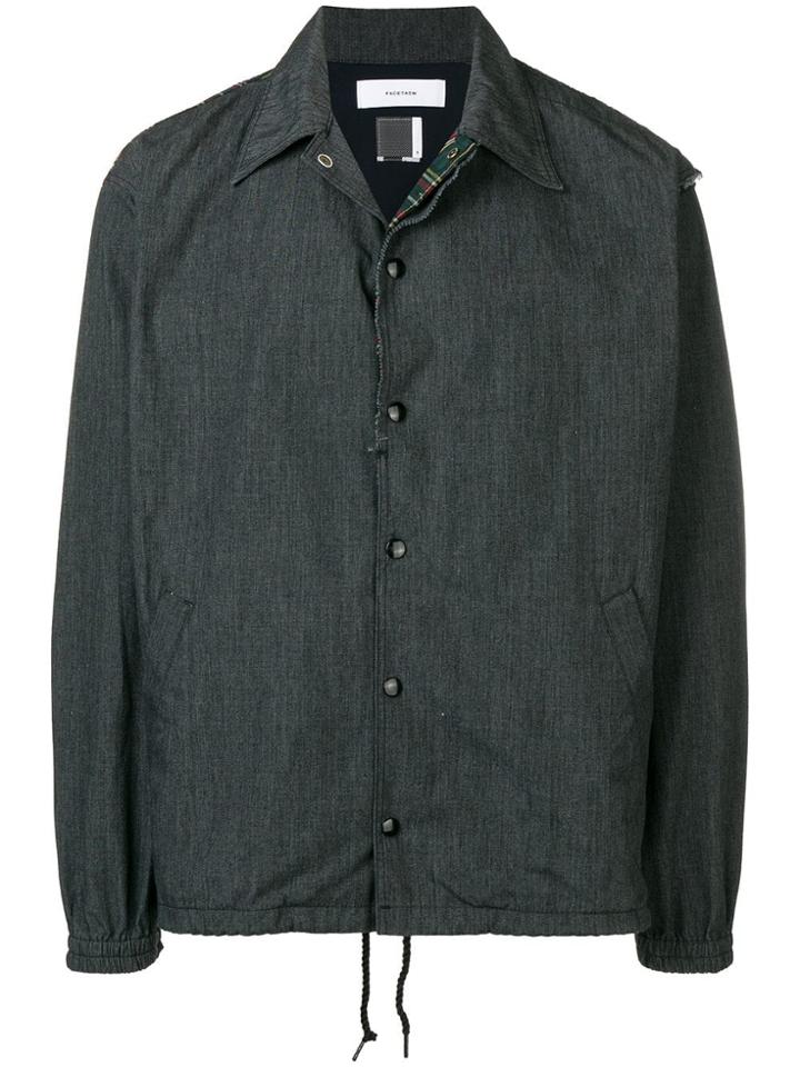 Facetasm Plaid Denim Jacket - Black