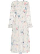 Borgo De Nor Viola Bird Printed Flared Cuff Dress - White