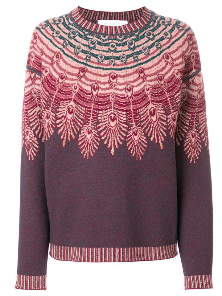Giada Benincasa Feather-intarsia Sweater - Pink & Purple