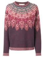 Giada Benincasa Feather-intarsia Sweater - Pink & Purple