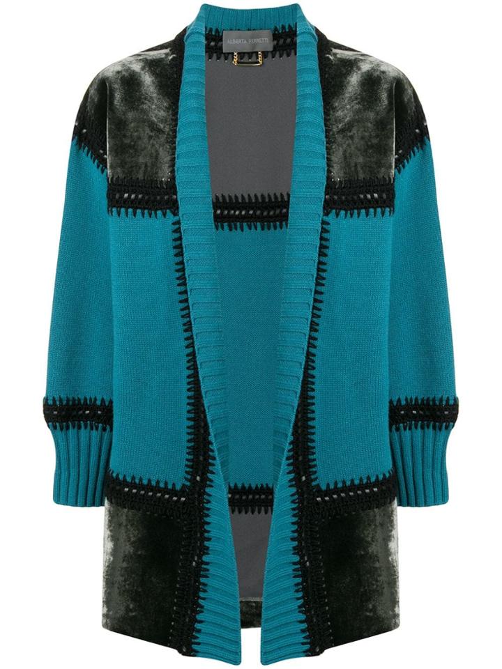 Alberta Ferretti Patchwork Cardi-coat - Blue