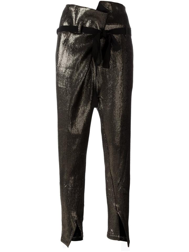 Ann Demeulemeester Bow Waist Tapered Trousers, Women's, Size: 36, Grey, Cotton/linen/flax/nylon/virgin Wool