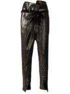 Ann Demeulemeester Bow Waist Tapered Trousers, Women's, Size: 36, Grey, Cotton/linen/flax/nylon/virgin Wool