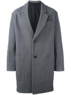 Ami Alexandre Mattiussi Patch Pockets Boxy Coat, Men's, Size: 50, Grey, Wool/polyamide/cotton/acetate